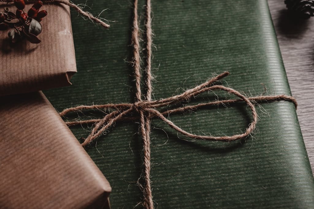 Green Box Tied With Brown String